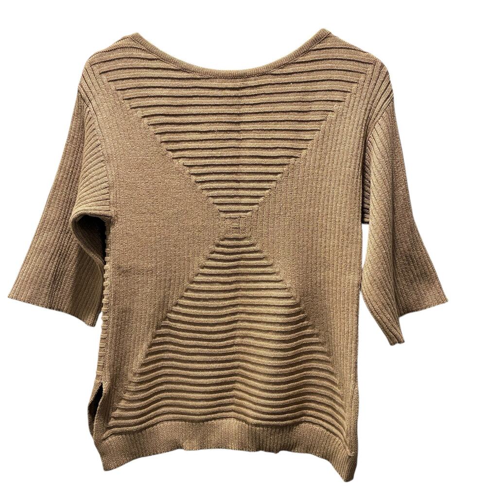 Dana Buchman Sweater 1/2 Sleeve Knit Tan Gold Shimmer Womens Size Small NWT NEW